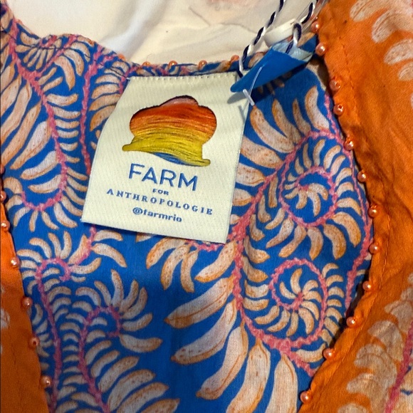 Farm Rio Flutter-Sleeve V-Neck Blue Flora Top Size Medium NWT - Picture 7 of 11